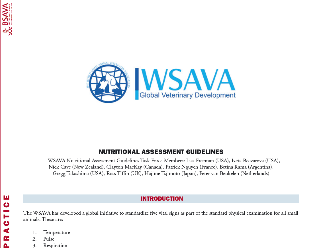 WSAVA Nutritional Guidelines LInk